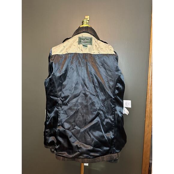 Woolrich‎ Brown Black Dark Bridle Plaid Coat Jacket M Medium Wool Blend - Picture 8 of 10